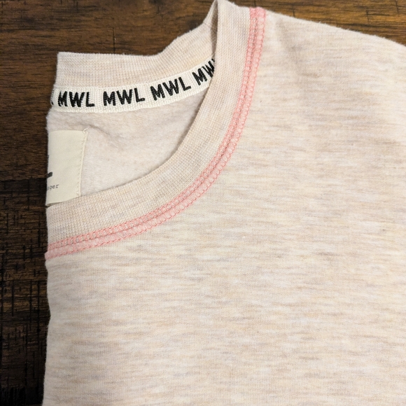 MWL Superbrushed Contrast-Stitched Easygoing Sweatshirt Beige Size Xs - Picture 4 of 5